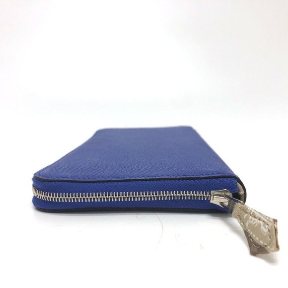HERMES Azap Long Silk-In Zip Around Long Wallet Epsom Blue Based - Picture 11 of 11